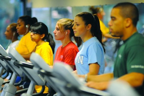 Students on treadmills