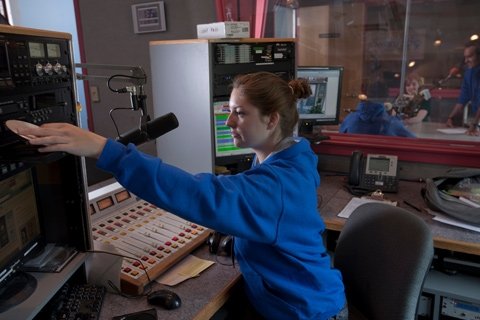 Broadcaster in studio