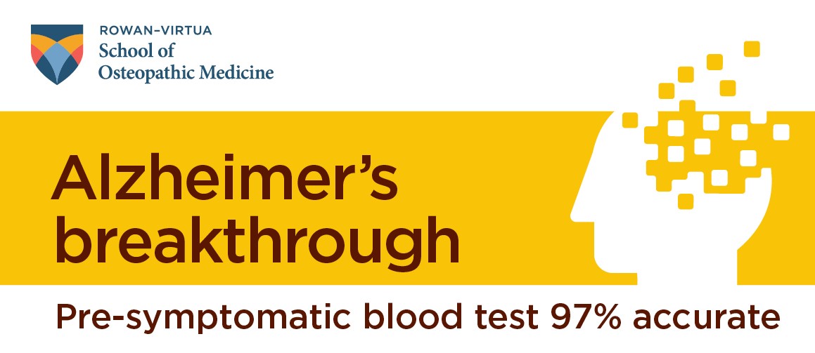Researchers from Rowan and Durin Technologies announce highly accurate blood test for Alzheimer’s Disease  Test shows nearly 97 percent accuracy detecting AD years before symptoms emerge   
