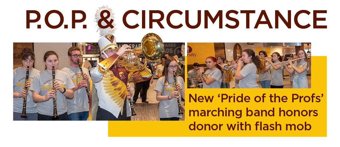 P.O.P. & Circumstance New ‘Pride of the Profs’ marching band honors donor with flash mob