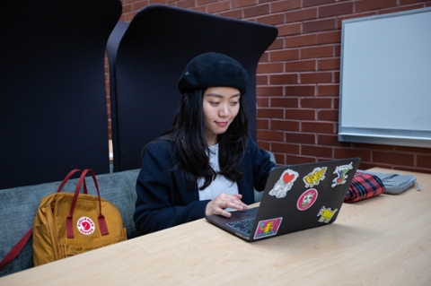 student using computer