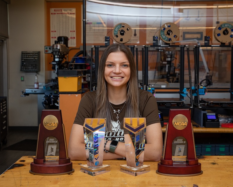 A portrait of mechanical engineering alumna Abby.