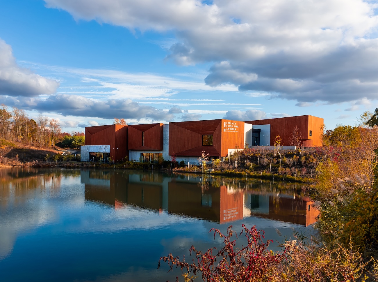 Avibrant wide shot of the Edelman Fossil Park