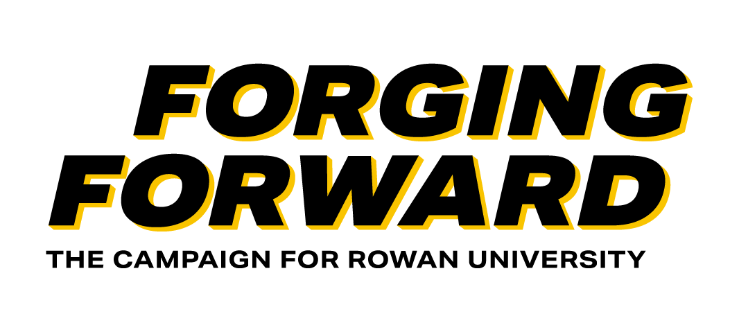 A logo that says "forging forward" in black and yellow.