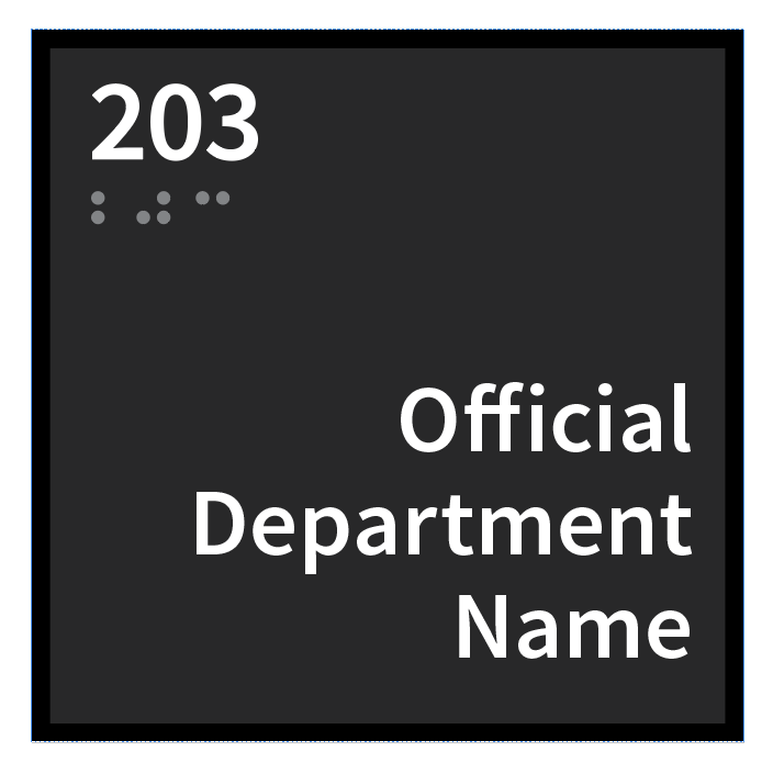 Sample departmental office sign.