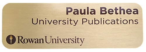 Gold metal name badge