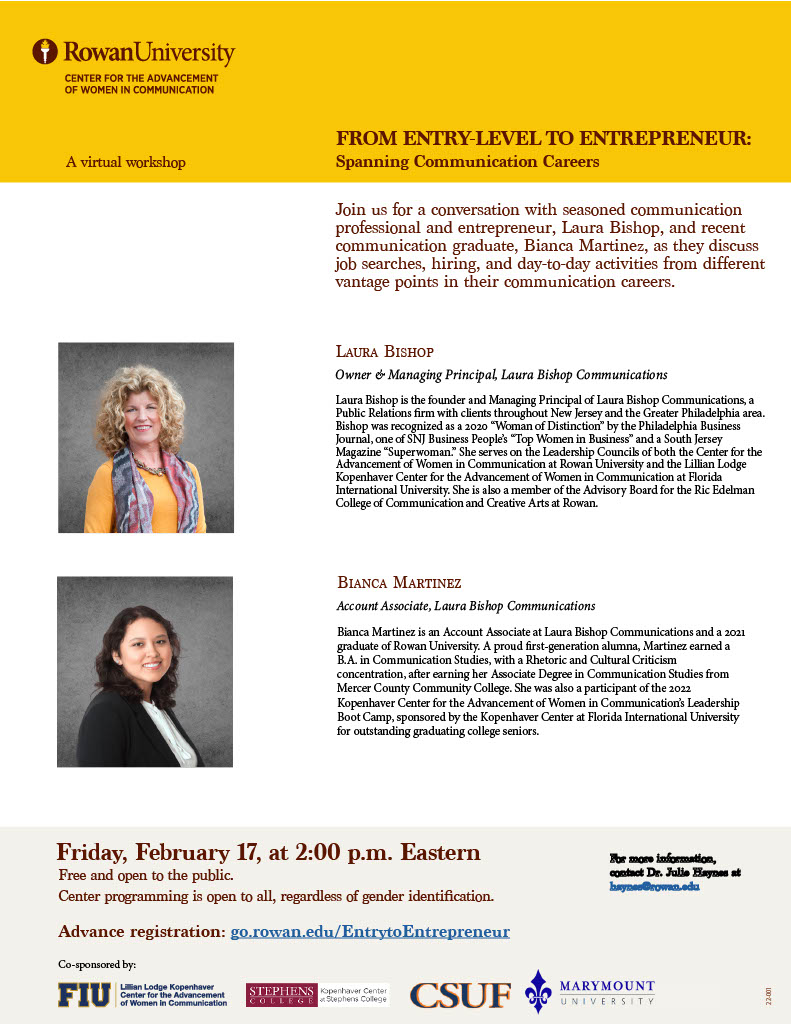 From Entry-Level to Entrepreneur: Spanning Communication Careers with Laura Bishop and Bianca Martinez