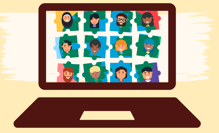 Animated faces on a computer screen