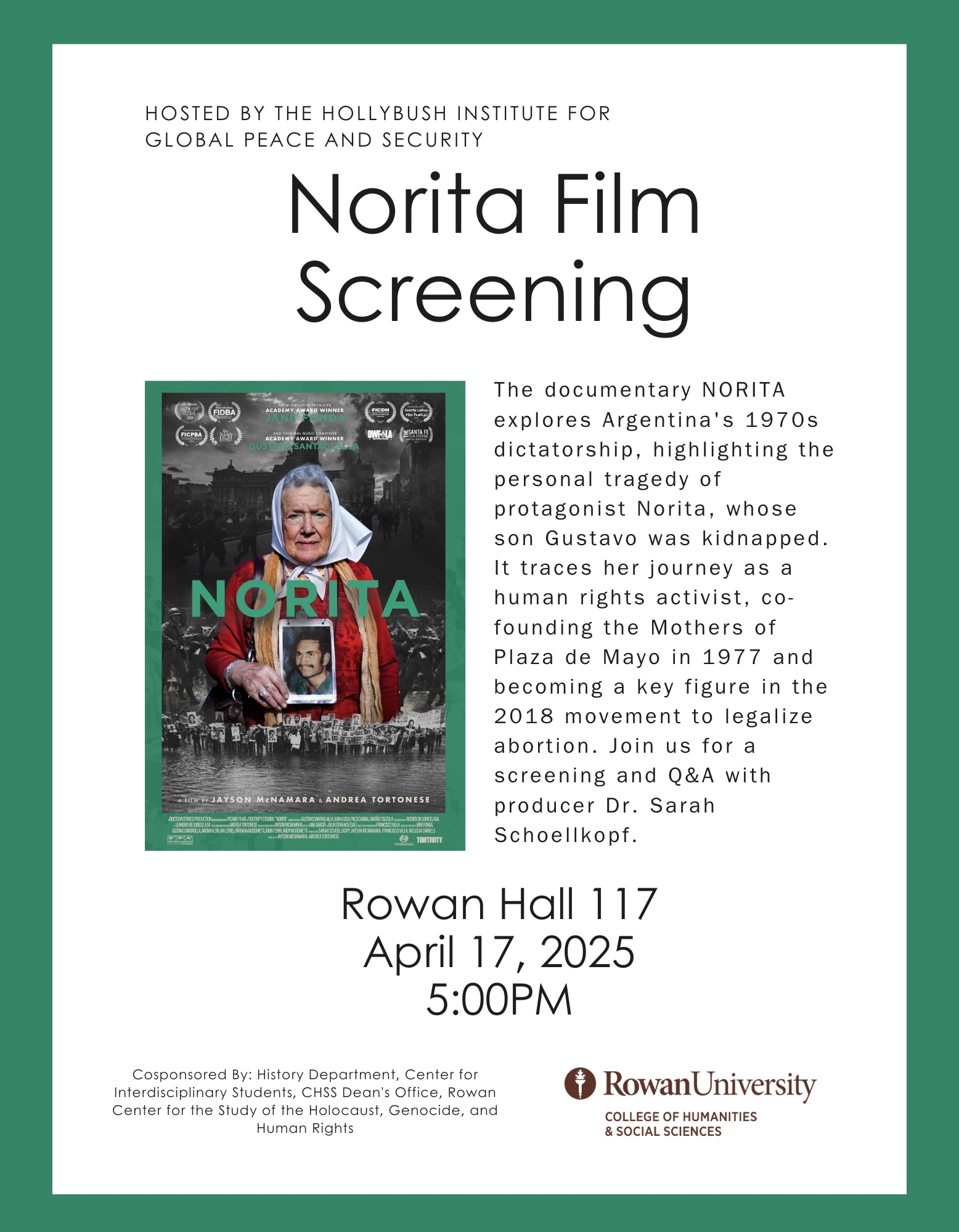 Promotional flyer for the Norita film screening.