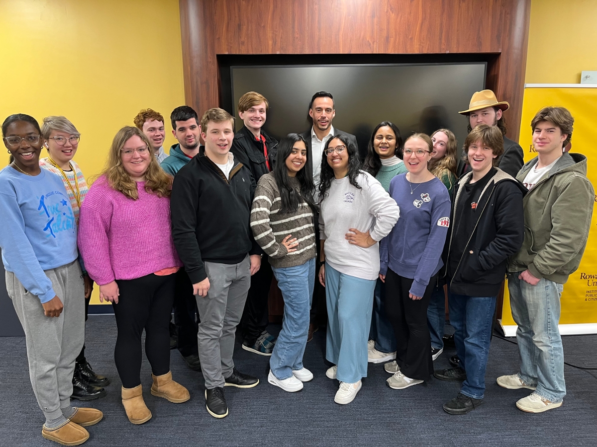 A group photo of students and Kyle Melander at the Spring 2025 RIPPAC Open House