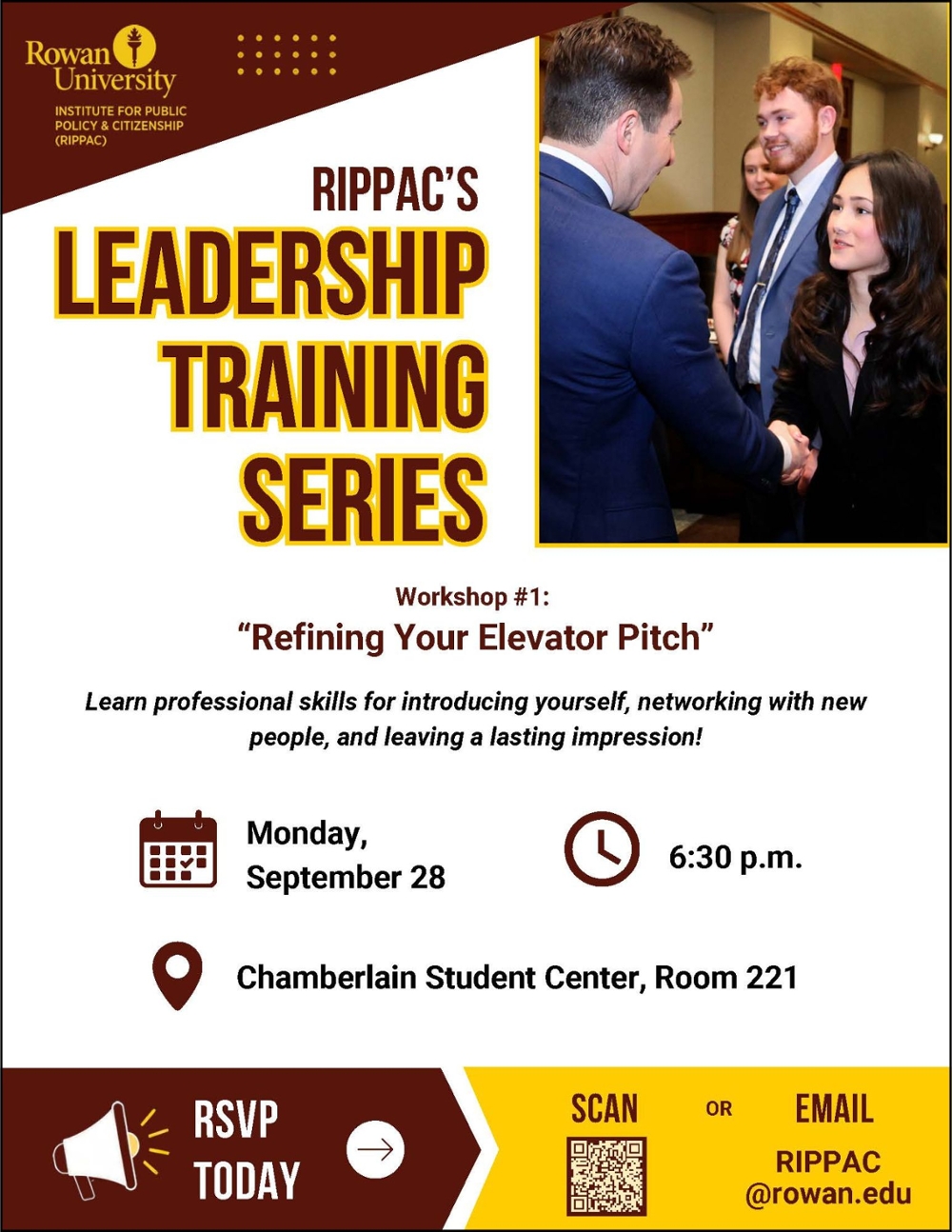A flyer for RIPPAC's politics and pizza networking lunch series featuring Seth Hahn