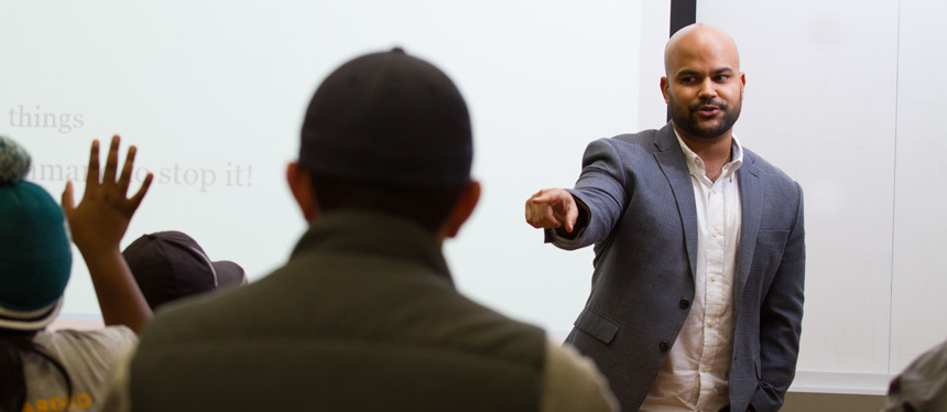 Faculty member teaches Law and Justice Class