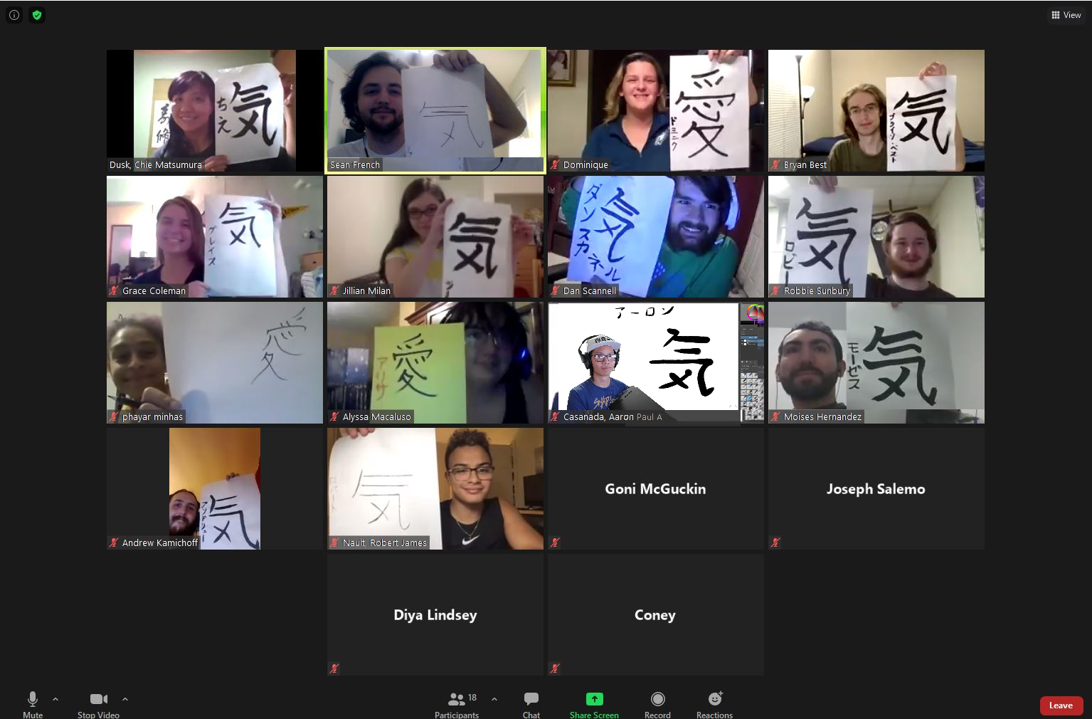 Calligraphy Night Fall 2020 via Zoom