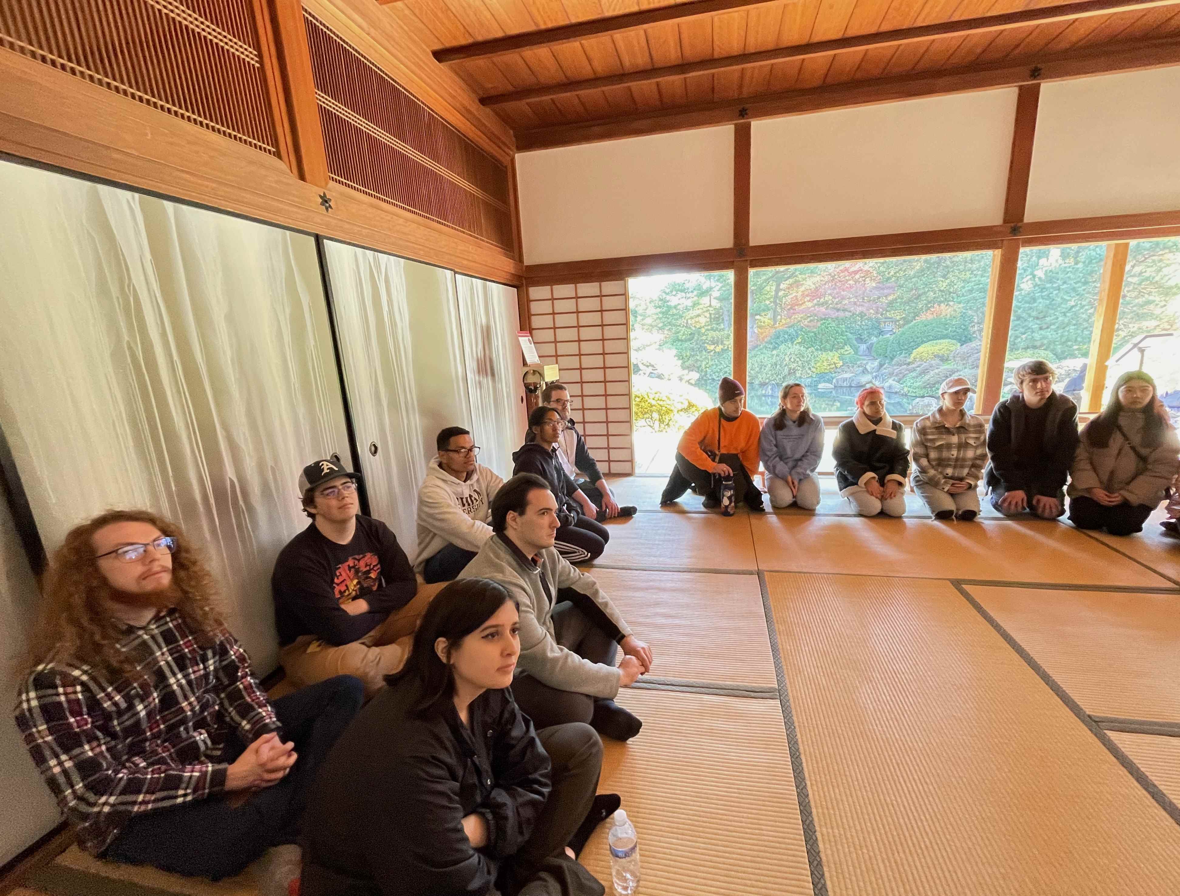 Students in the 17th century style Japanese house.