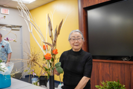 Mrs. Mariko Ono demonstrating Ikebana.