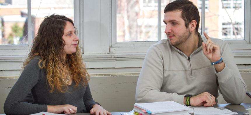 Students in a German class.