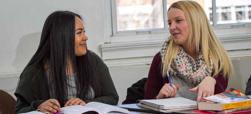 Students in a German class.