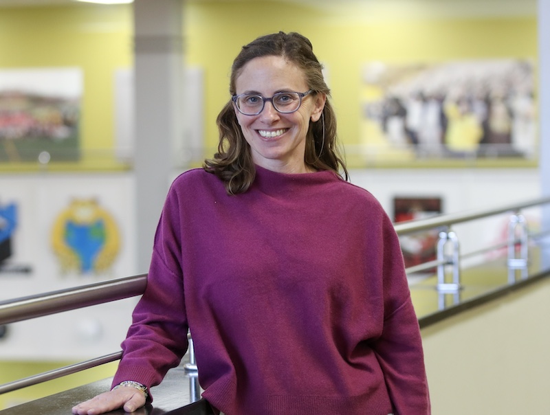 Portrait of Rowan researcher Jennie Rich in the Glassboro campus student center