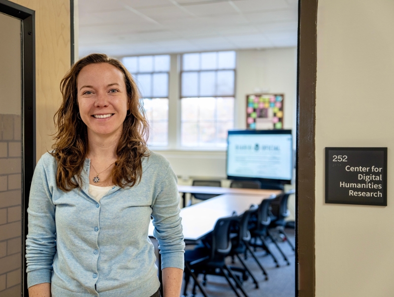 History professor Jessica Mack at the Center for Digital Humanities