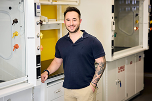 Antonio Abbondandolo stands in a lab