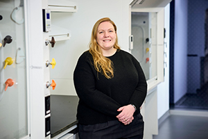 Nakoa Webber stands in a lab